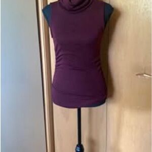 Sleeveless Burgundy Turtleneck Top